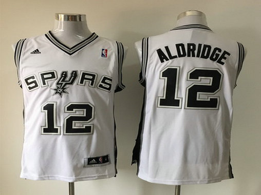 Men's San Antonio Spurs #12 LaMarcus Aldridge Revolution 30 Swingman White Jersey