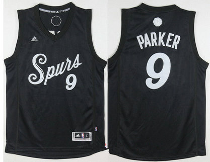 Men's San Antonio Spurs #9 Tony Parker Adidas Black 2016 Christmas Day Stitched NBA Swingman Jersey