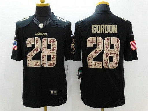 Men's San Diego Chargers #28 Melvin Gordon Black Salute to Service NFL Nike Limited Jersey