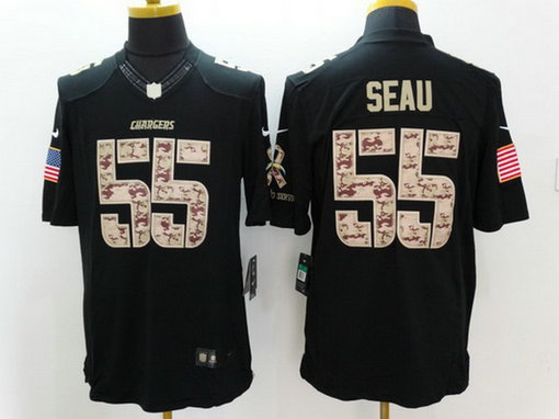 Men's San Diego Chargers #55 Junior Seau Black Salute to Service NFL Nike Limited Jersey