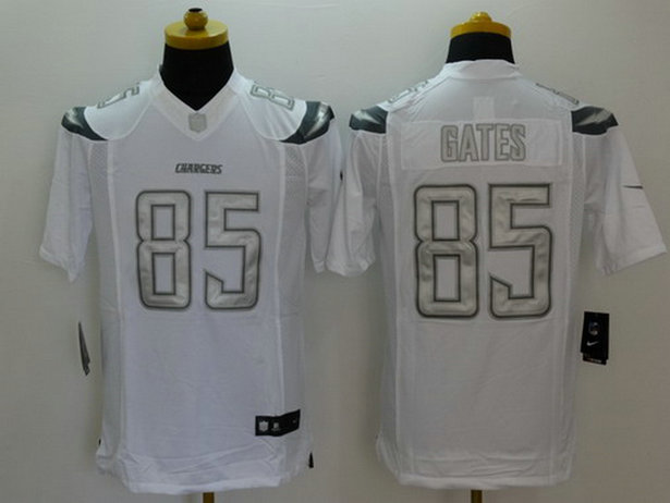 Men's San Diego Chargers #85 Antonio Gates White Platinum NFL Nike Limited Jersey