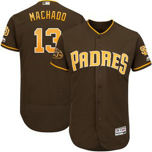 Men's San Diego Padres Manny Machado Majestic Brown Patch Flex Base Player Jersey