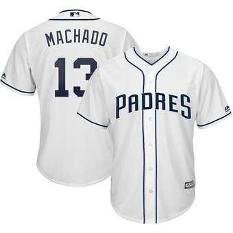 Men's San Diego Padres Manny Machado Majestic White Cool Base Player Jersey