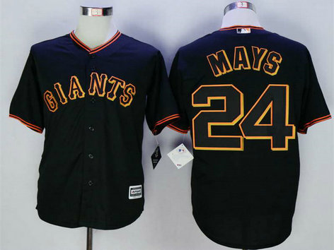 Men's San Francisco Giants #24 Willie Mays Black New Cool Base Jersey