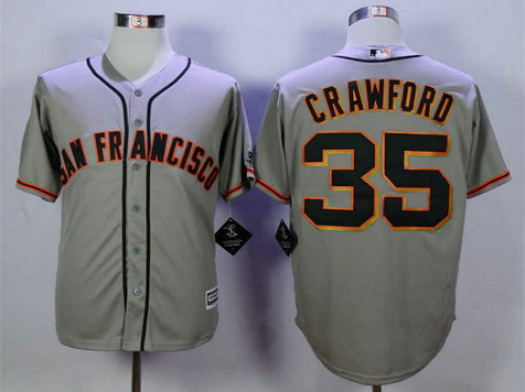 Men's San Francisco Giants #35 Brandon Crawford Grey New Cool Base Jersey
