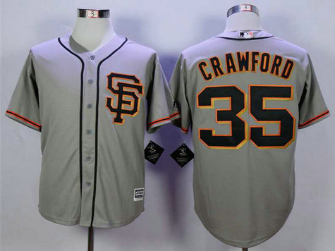 Men's San Francisco Giants #35 Brandon Crawford Grey New Cool Base Road 2 Jersey