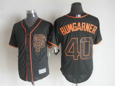 Men's San Francisco Giants #40 Madison Bumgarner Alternate Black SF 2015 MLB Cool Base Jersey