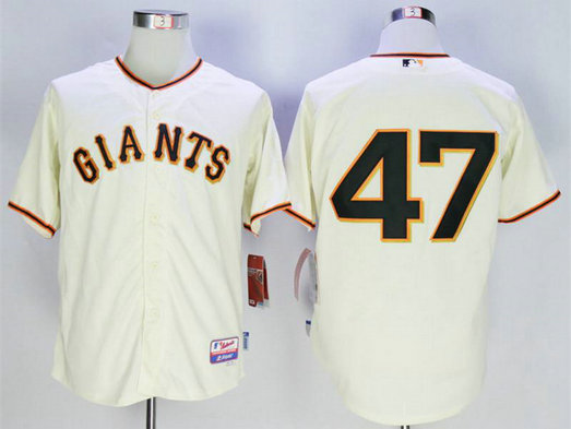 Men's San Francisco Giants #47 Johnny Cueto Cream Cool Base Jersey
