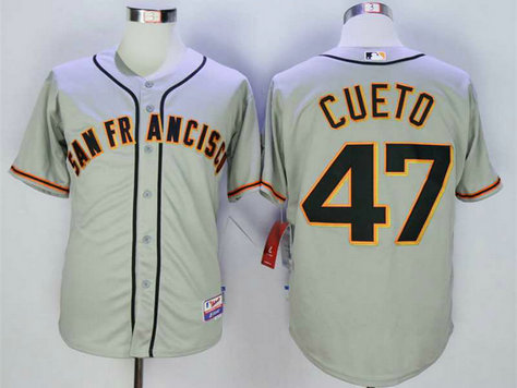 Men's San Francisco Giants #47 Johnny Cueto Grey Cool Base Jersey