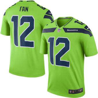 Men's Seattle Seahawks #12 Fan Nike Green Color Rush Legend Jersey Limited Stitched Jersey