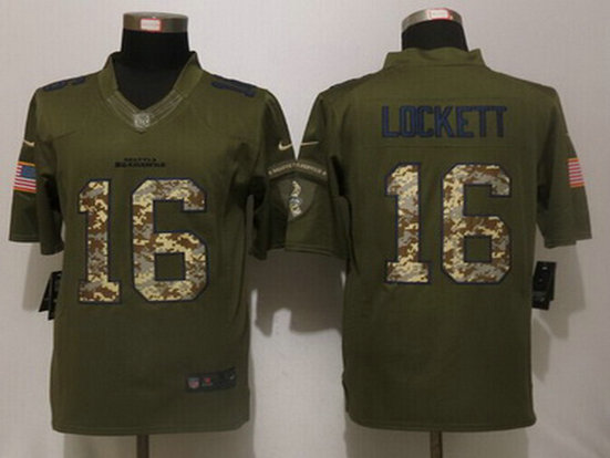 Men's Seattle Seahawks #16 Tyler Lockett Green Salute to Service 2015 NFL Nike Limited Jersey