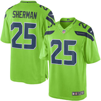 Men's Seattle Seahawks #25 Richard Sherman Nike Green Color Rush Limited Sticthed Jersey