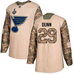 Men's St. Louis Blues #29 Vince Dunn 2019 Stanley Cup Final Camo Authentic 2017 Veterans Day Bound Stitched Hockey Jersey