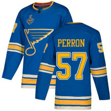 Men's St. Louis Blues #57 David Perron 2019 Stanley Cup Final Blue Alternate Authentic Bound Stitched Hockey Jersey