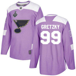 Men's St. Louis Blues #99 Wayne Gretzky 2019 Stanley Cup Final Purple Authentic Fights Cancer Bound Stitched Hockey Jersey