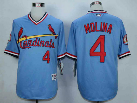 Men's St. Louis Cardinals #4 Yadier Molina Blue 1982 Turn Back The Clock Jersey