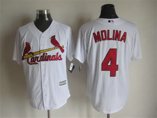 Men's St. Louis Cardinals #4 Yadier Molina Home White 2015 MLB Cool Base Jersey