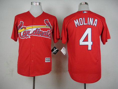 Men's St. Louis Cardinals #4 Yadier Molina Red 2015 MLB Cool Base Jersey