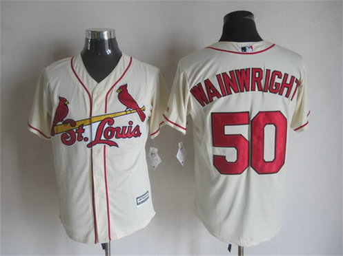 Men's St. Louis Cardinals #50 Adam Wainwright Alternate Cream 2015 MLB Cool Base Jersey