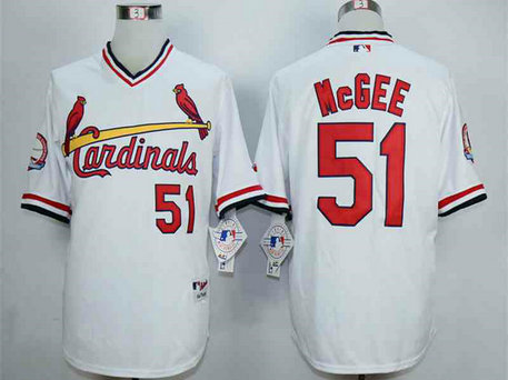 Men's St. Louis Cardinals #51 Willie McGee White 1982 Turn Back The Clock Jersey