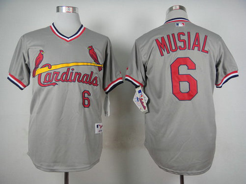 Men's St. Louis Cardinals #6 Stan Musial 1978 Gray Pullover Jersey