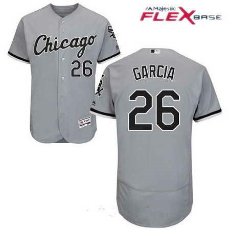 Men's Stitched Chicago White Sox #26 Avisail Garcia Gray Road MLB Majestic Flex Base Jersey