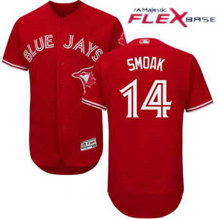 Men's Stitched Toronto Blue Jays #14 Justin Smoak Red MLB 2017 Majestic Flex Base Jersey