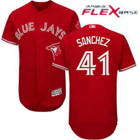 Men's Stitched Toronto Blue Jays #41 Aaron Sanchez Red MLB 2017 Majestic Flex Base Jersey