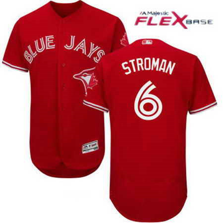 Men's Stitched Toronto Blue Jays #6 Marcus Stroman Red MLB 2017 Majestic Flex Base Jersey