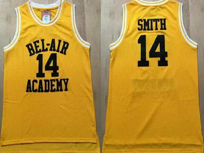 Men's The Movie Bel Air Academy #14 Smith Yellow Swingman Basketball Jersey