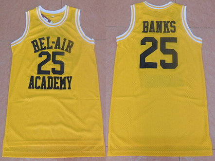 Men's The Movie Bel Air Academy #25 Banks Yellow Swingman Basketball Jersey