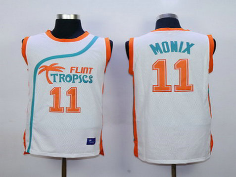 Men's The Movie Flint Tropics #11 Ed Monix White Soul Swingman Basketball Jersey