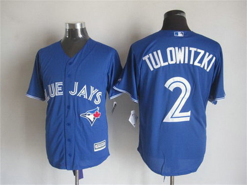 Men's Toronto Blue Jays #2 Troy Tulowitzki Alternate Blue 2015 MLB Cool Base Jersey