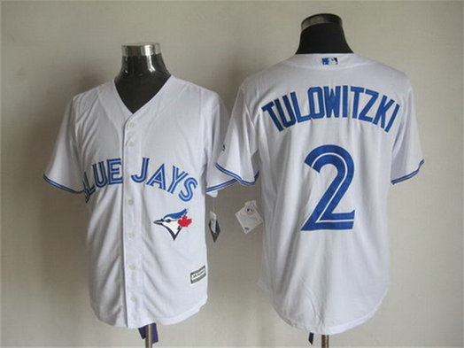 Men's Toronto Blue Jays #2 Troy Tulowitzki Home White 2015 MLB Cool Base Jersey
