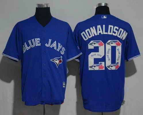 Men's Toronto Blue Jays #20 Josh Donaldson Royal Blue Team Logo Ornamented MLB Majestic Cool Base Stitched Jersey