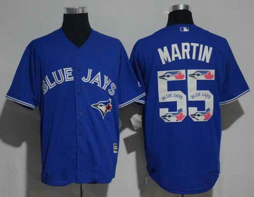 Men's Toronto Blue Jays #55 Russell Martin Royal Blue Team Logo Ornamented MLB Majestic Cool Base Stitched Jersey