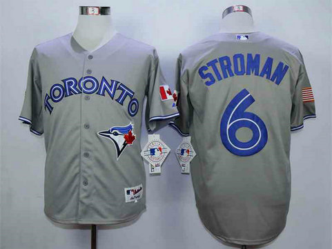 Men's Toronto Blue Jays #6 Marcus Stroman Grey Cool Base Jersey