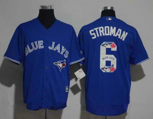 Men's Toronto Blue Jays #6 Marcus Stroman Royal Blue Team Logo Ornamented MLB Majestic Cool Base Stitched Jersey