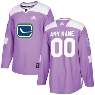 Men's Vancouver Canucks Purple Adidas Hockey Fights Cancer Custom Practice Jersey