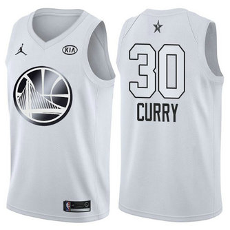 Men's Warriors 30 Stephen Curry Jordan Brand White 2018 All-Star Game Swingman Jersey