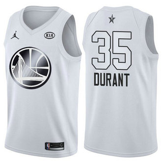 Men's Warriors 35 Kevin Durant Jordan Brand White 2018 All-Star Game Swingman Jersey
