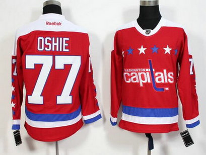 Men's Washington Capitals #77 T.J. Oshie Red Third Reebok Hockey Jersey