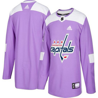 Men's Washington Capitals Purple Adidas Hockey Fights Cancer Custom Practice Jersey