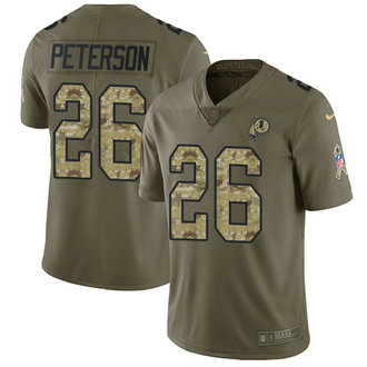 Men's Washington Redskins #26 Adrian Peterson Olive Camo Nike Stitched NFL Limited 2017 Salute To Service Jersey