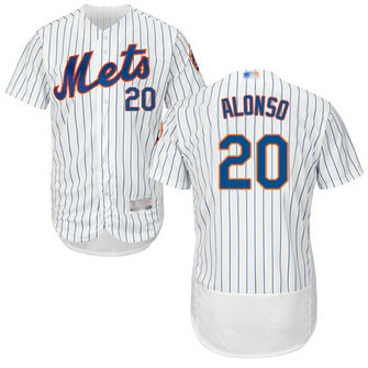 Mets #20 Pete Alonso White(Blue Strip) Flexbase Authentic Collection Stitched Baseball Jersey