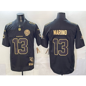 Miami Dolphins 13 Marino Black Gold F.U.S.E. Vapor Limited Men Jersey with 60th Patch