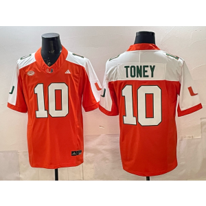 Miami Hurricanes 10 Toney Orange White F.U.S.E. Vapor Limited Men Jersey
