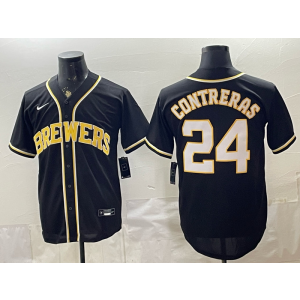 Milwaukee Brewers 24 William Contreras 2026 Black Out Men Jersey