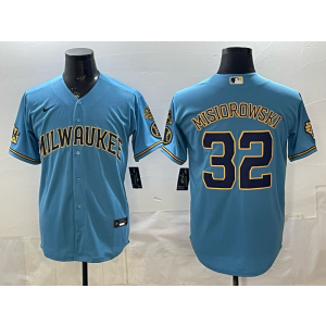 Milwaukee Brewers 32 Misiorowski Blue Cool Base Men Jersey
