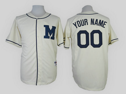 Milwaukee Brewers Cream Authentic Men's Customized Throwback Jersey